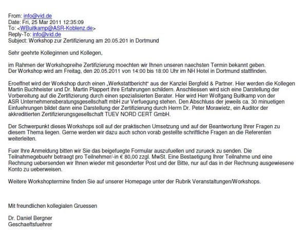 Einladung VID e.V Einladung VID e.V